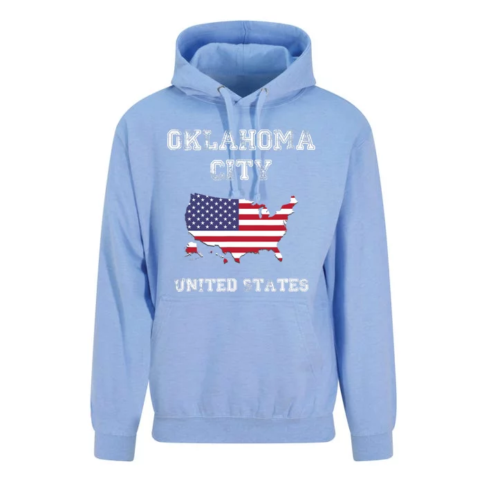 Retro Oklahoma City United States Distressed USA Flag Unisex Surf Hoodie