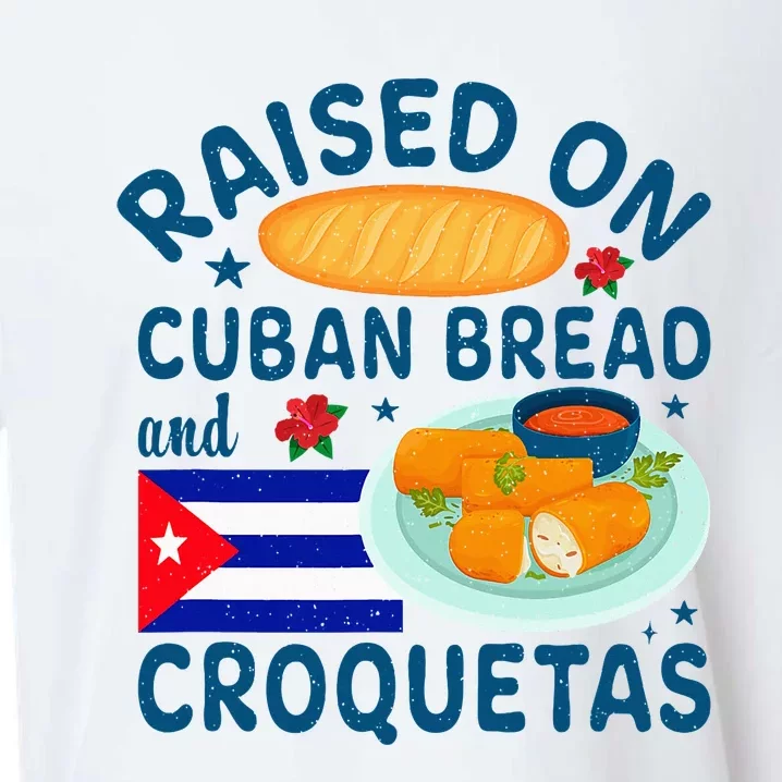 Raised On Cuban Bread And Croquetas Cuba Cuban Sueded Cloud Jersey T-Shirt