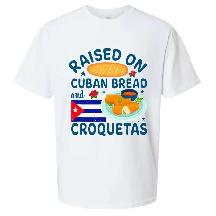 Raised On Cuban Bread And Croquetas Cuba Cuban Sueded Cloud Jersey T-Shirt