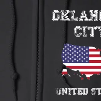 Retro Oklahoma City United States Distressed USA Flag Premium Full Zip Hoodie