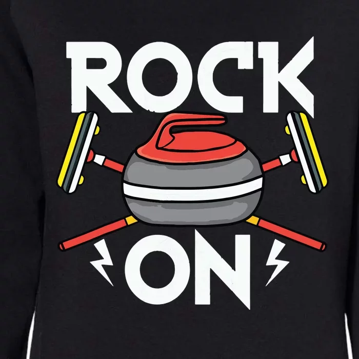 Rock On Curling Broom Curler Winter Ice Sports Lover Curling Womens California Wash Sweatshirt