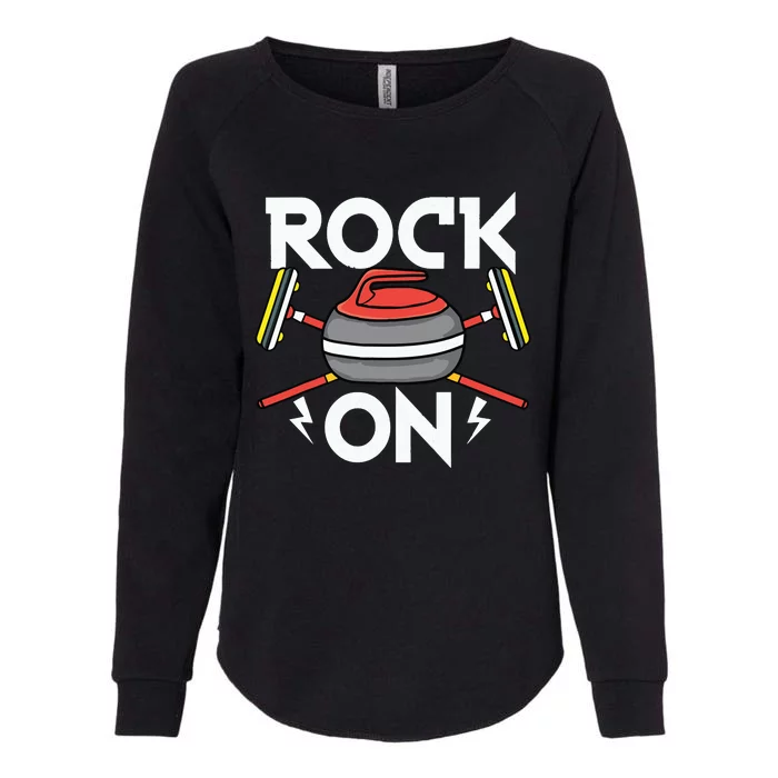 Rock On Curling Broom Curler Winter Ice Sports Lover Curling Womens California Wash Sweatshirt