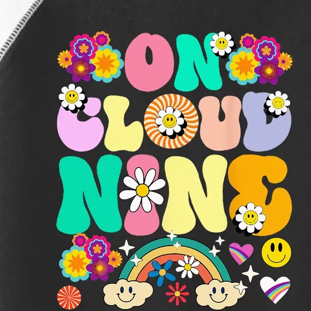 Retro On Cloud Nine Flower Happy 9th Birthday 9 Years Old Toddler Fine Jersey T-Shirt