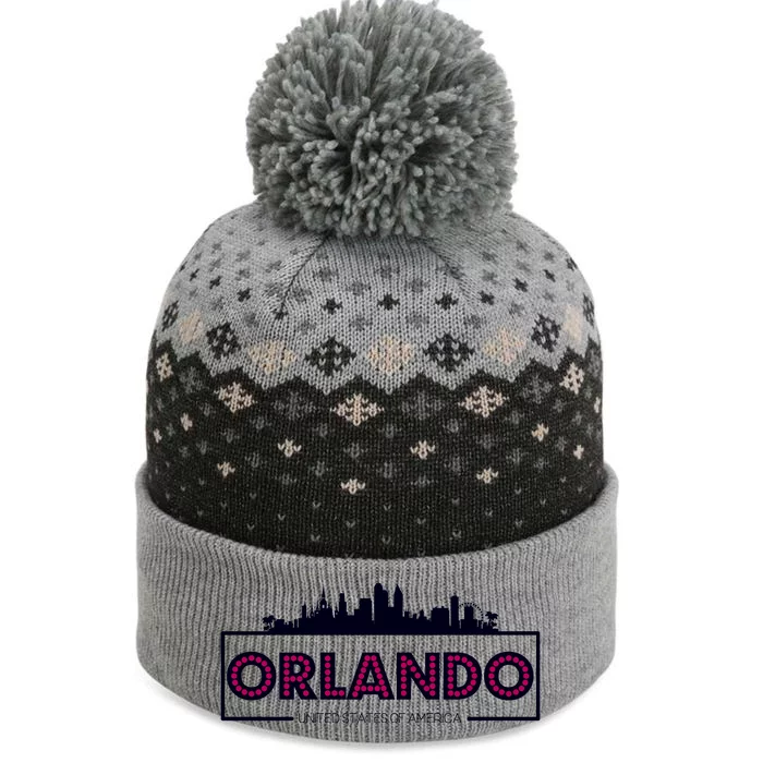 Retro Orlando City Skyline The Baniff Cuffed Pom Beanie