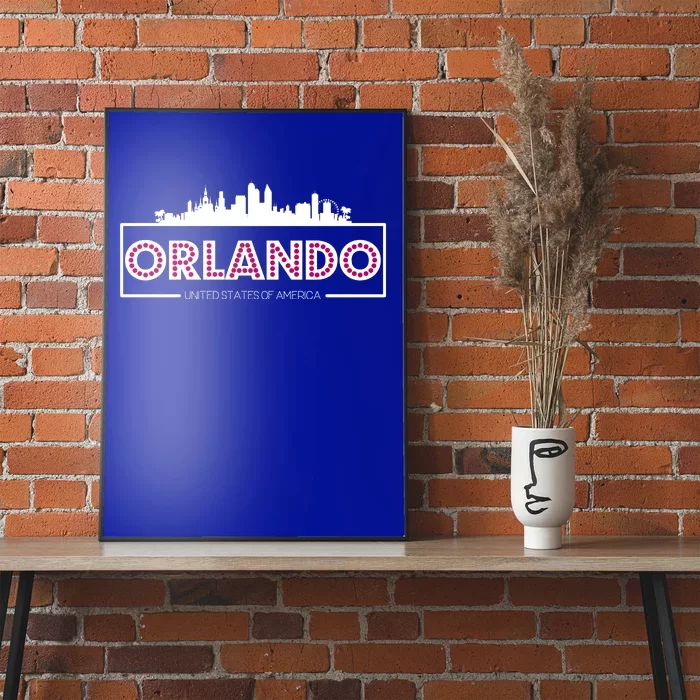 Retro Orlando City Skyline Poster