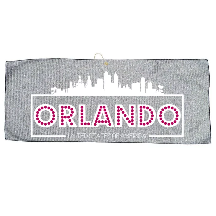 Retro Orlando City Skyline Large Microfiber Waffle Golf Towel