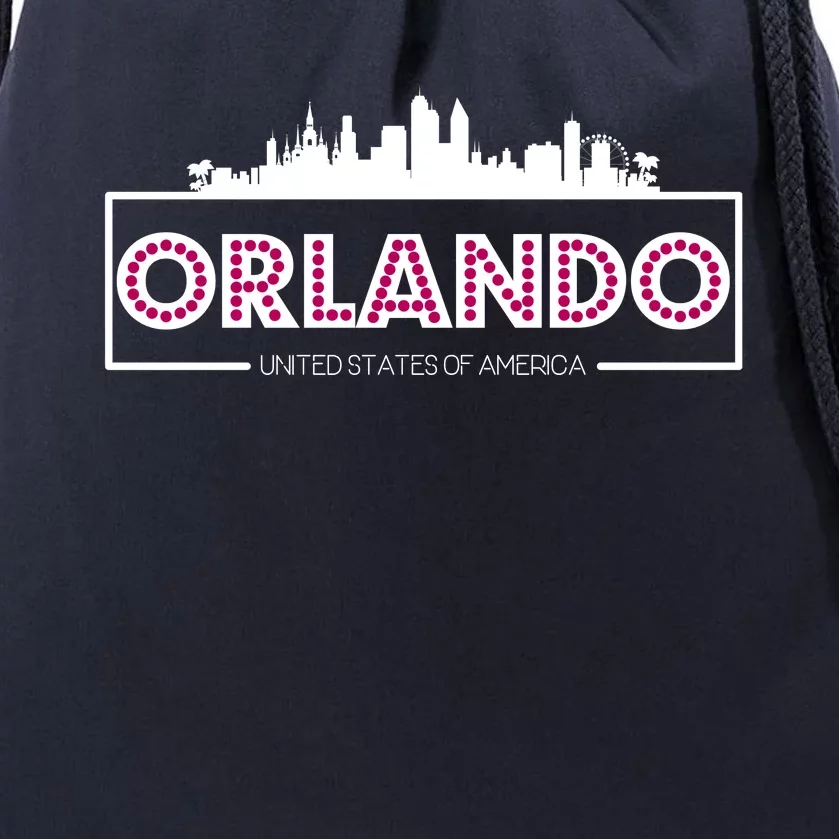 Retro Orlando City Skyline Drawstring Bag