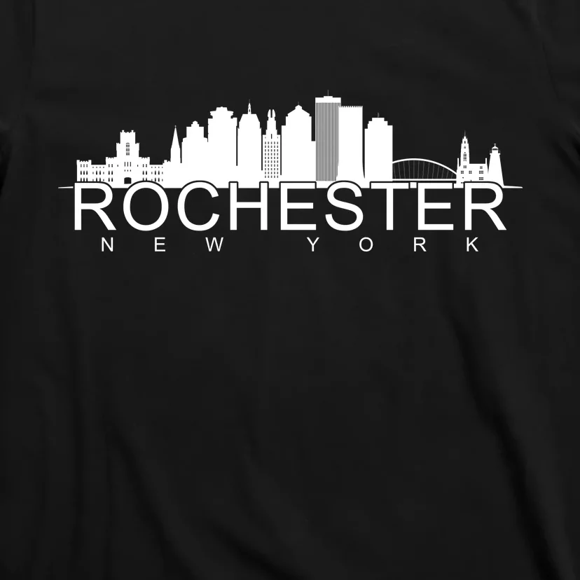 The Rochester, NY Architectural Skyline Collage T-Shirt White on