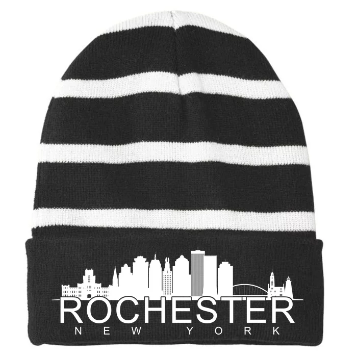 Rochester New York Skyline Striped Beanie with Solid Band