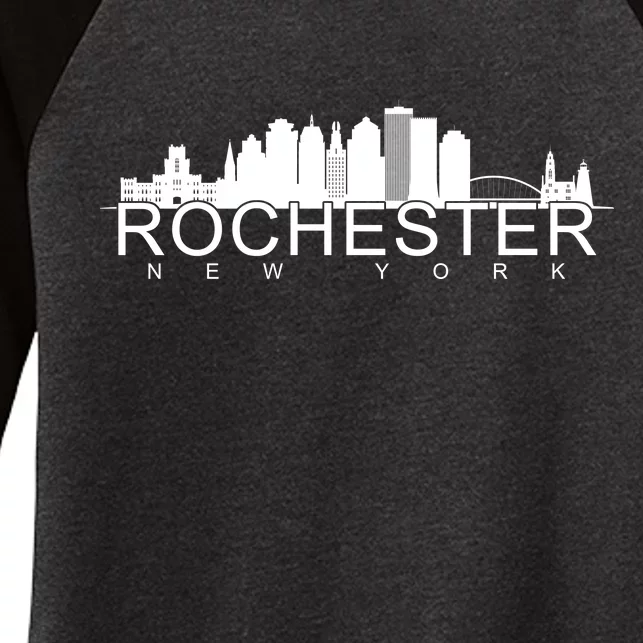 Rochester New York Skyline Women's Tri-Blend 3/4-Sleeve Raglan Shirt