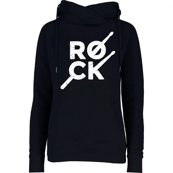 Rock Music Drum Womens Funnel Neck Pullover Hood