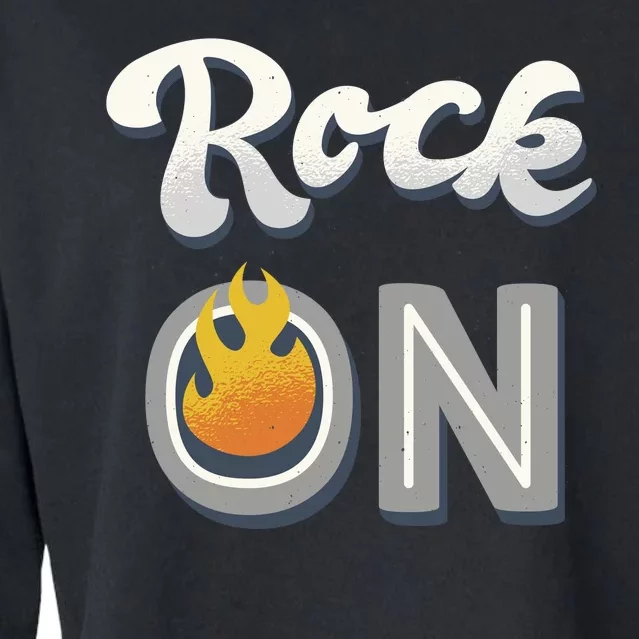 Rock On Flame Cropped Pullover Crew