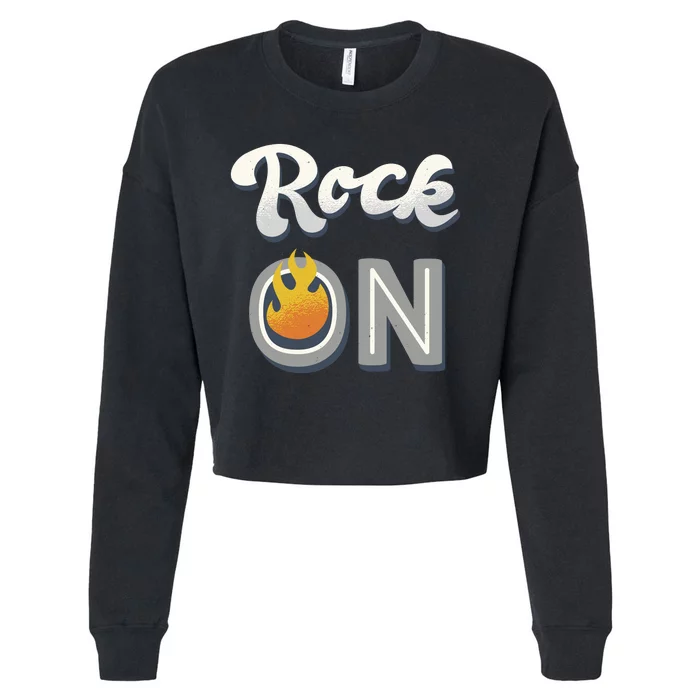 Rock On Flame Cropped Pullover Crew