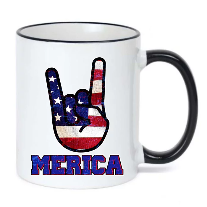 Rock On Merica Black Color Changing Mug