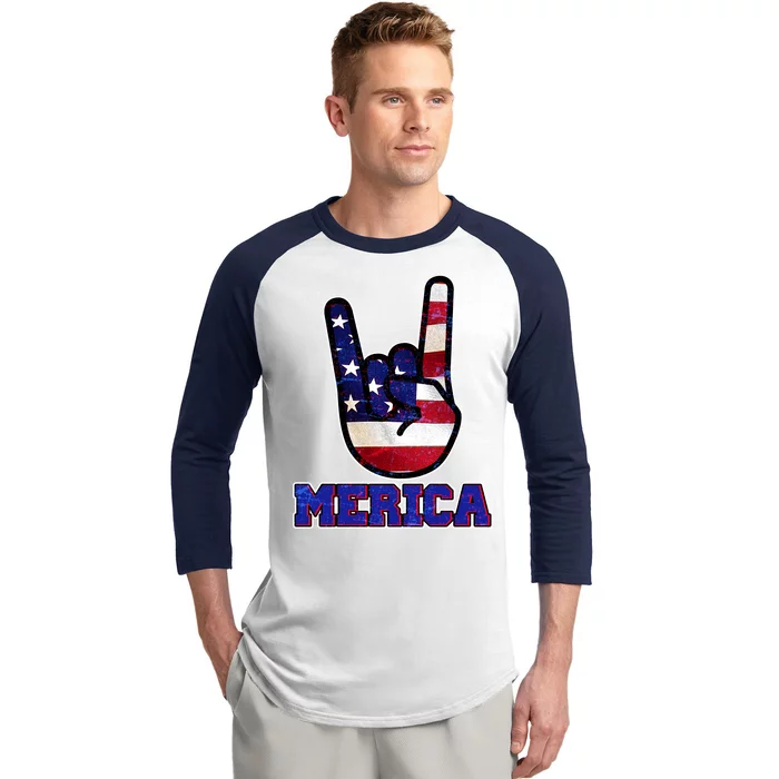 Rock On Merica Baseball Sleeve Shirt