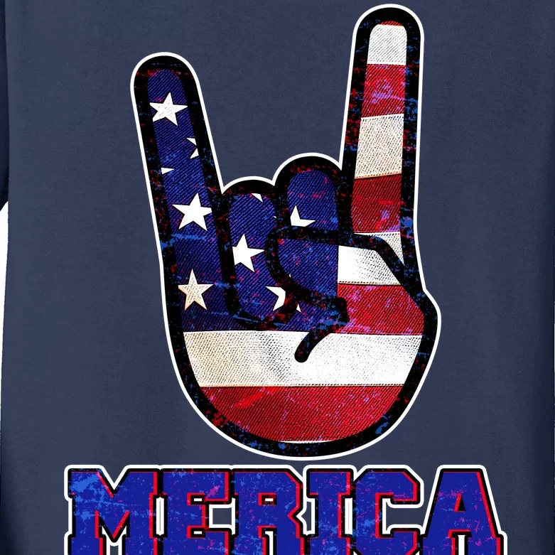 Rock On Merica Kids Long Sleeve Shirt