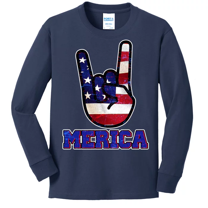 Rock On Merica Kids Long Sleeve Shirt