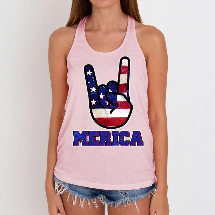 Rock On Merica Women's Knotted Racerback Tank