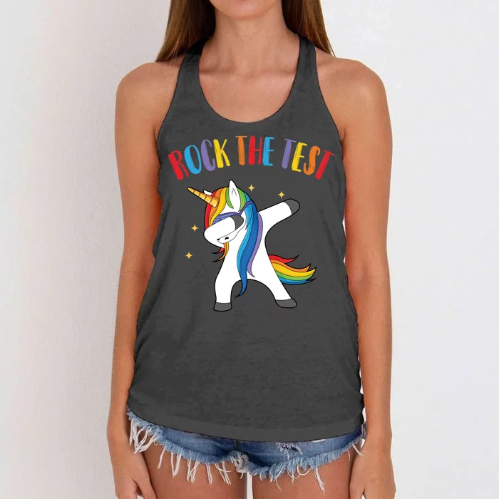 Rock The Test Dabbing Unicorn Women's Knotted Racerback Tank