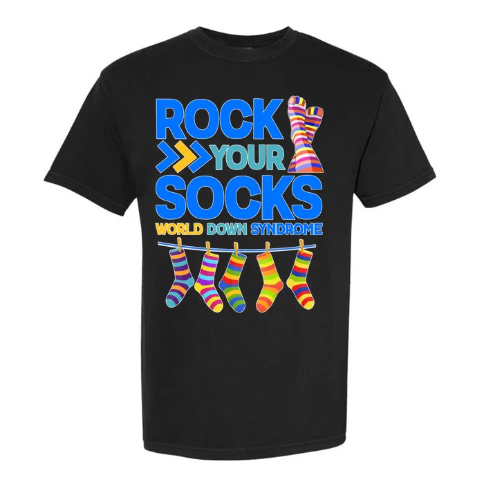 Rock Your Socks World Down Syndrome Awareness Day Garment-Dyed Heavyweight T-Shirt