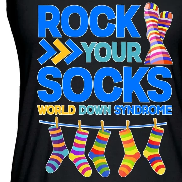 Rock Your Socks World Down Syndrome Awareness Day Ladies Essential Flowy Tank