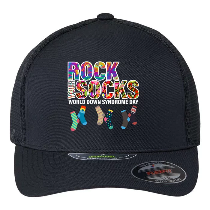 Rock Your Socks World Down Syndrome Day Flexfit Unipanel Trucker Cap