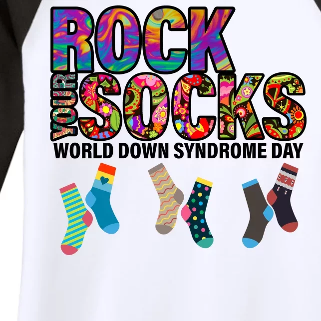 Rock Your Socks World Down Syndrome Day Women's Tri-Blend 3/4-Sleeve Raglan Shirt