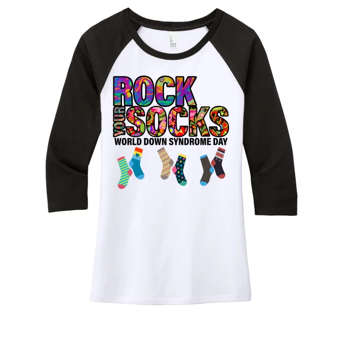 Rock Your Socks World Down Syndrome Day Women's Tri-Blend 3/4-Sleeve Raglan Shirt