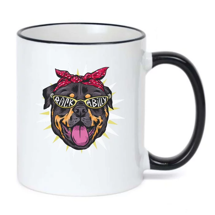 Rockabilly Rottweiler Dog Black Color Changing Mug