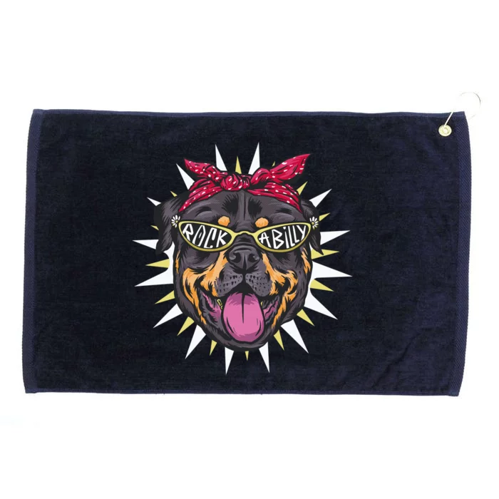 Rockabilly Rottweiler Dog Grommeted Golf Towel