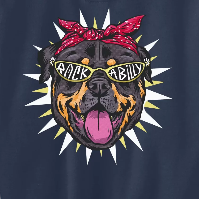 Rockabilly Rottweiler Dog Kids Sweatshirt