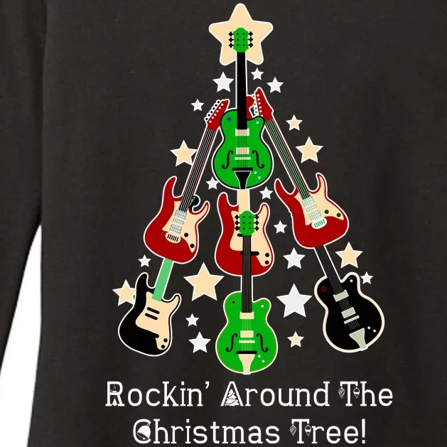 Rockin' Around the Christmas Tree Funny Guitar Womens CVC Long Sleeve Shirt