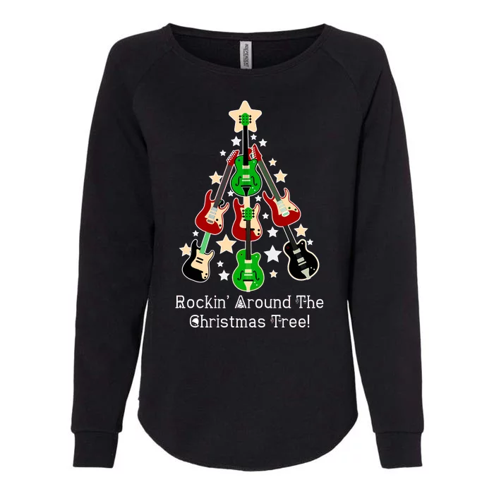 Rockin' Around the Christmas Tree Funny Guitar Womens California Wash Sweatshirt