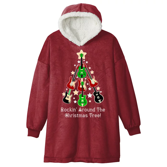 Rockin' Around the Christmas Tree Funny Guitar Hooded Wearable Blanket