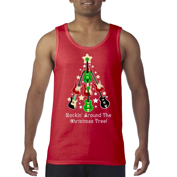 Rockin' Around the Christmas Tree Funny Guitar Tank Top