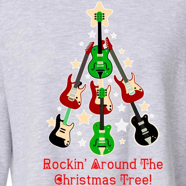 Rockin' Around the Christmas Tree Funny Guitar Cropped Pullover Crew