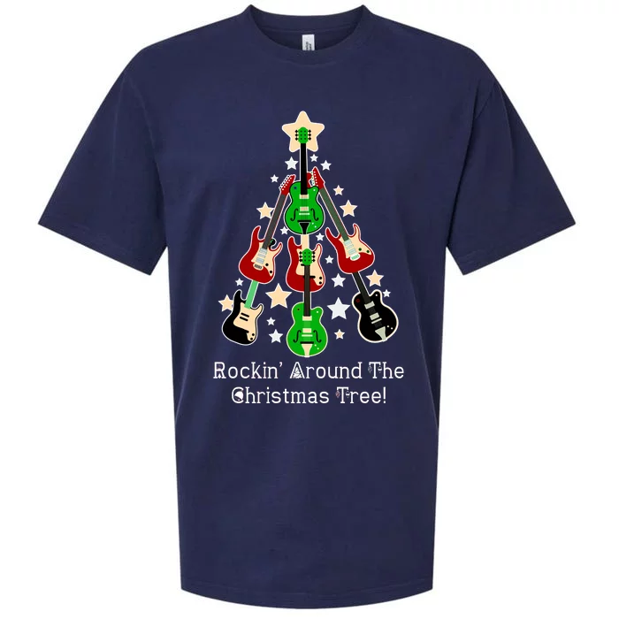 Rockin' Around the Christmas Tree Funny Guitar Sueded Cloud Jersey T-Shirt