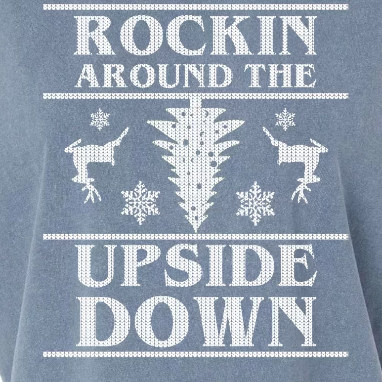 Rockin Around The Upside Down Ugly Christmas Garment-Dyed Women's Muscle Tee