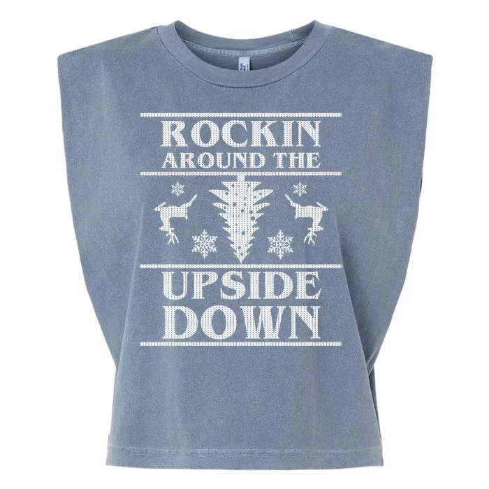 Rockin Around The Upside Down Ugly Christmas Garment-Dyed Women's Muscle Tee