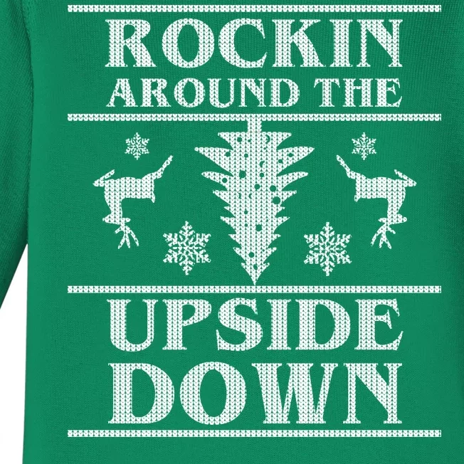 Rockin Around The Upside Down Ugly Christmas Baby Long Sleeve Bodysuit