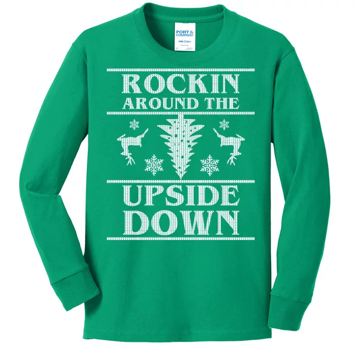 Rockin Around The Upside Down Ugly Christmas Kids Long Sleeve Shirt