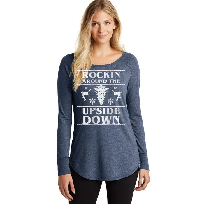 Rockin Around The Upside Down Ugly Christmas Women's Perfect Tri Tunic Long Sleeve Shirt