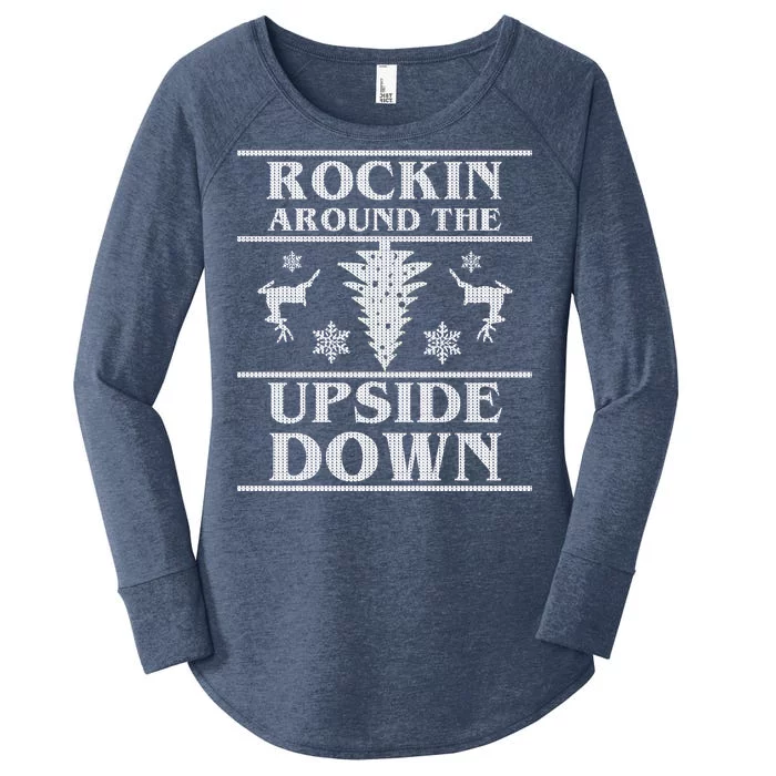 Rockin Around The Upside Down Ugly Christmas Women's Perfect Tri Tunic Long Sleeve Shirt