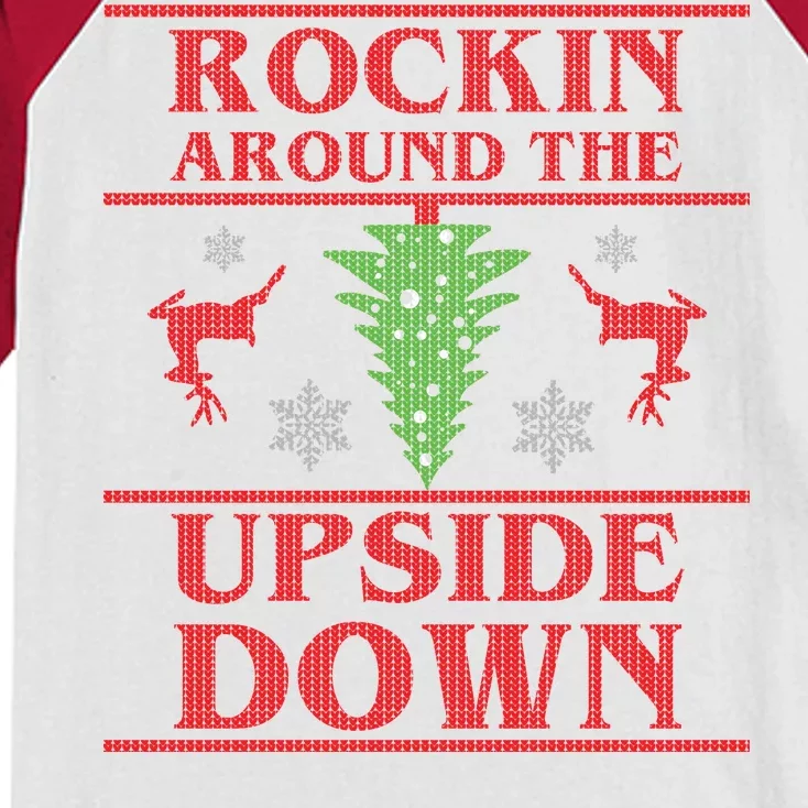 Rockin Around The Upside Down Ugly Christmas Kids Colorblock Raglan Jersey