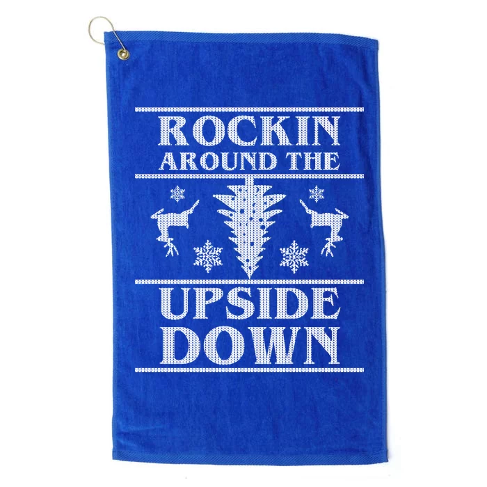 Rockin Around The Upside Down Ugly Christmas Platinum Collection Golf Towel