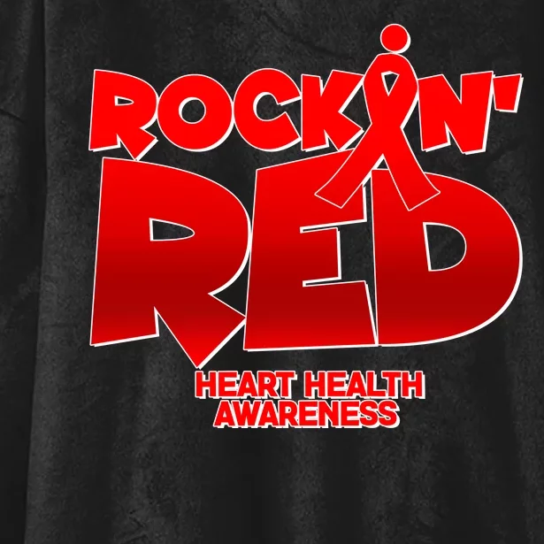 Rockin Red Heart Health Awareness Hooded Wearable Blanket