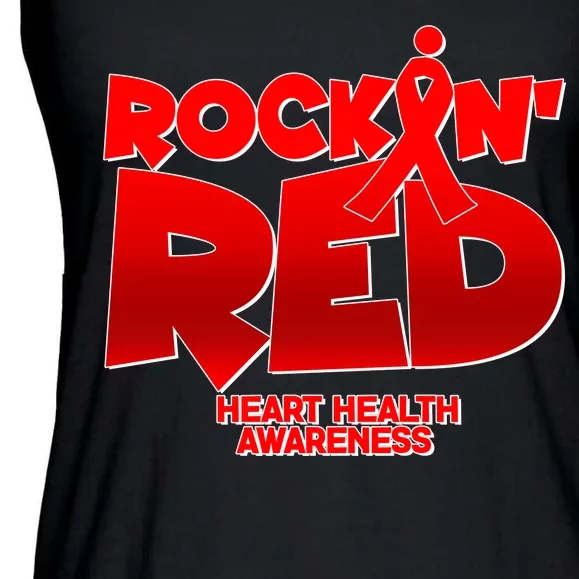 Rockin Red Heart Health Awareness Ladies Essential Flowy Tank