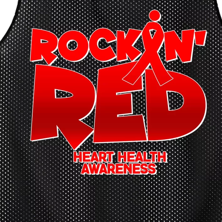 Rockin Red Heart Health Awareness Mesh Reversible Basketball Jersey Tank