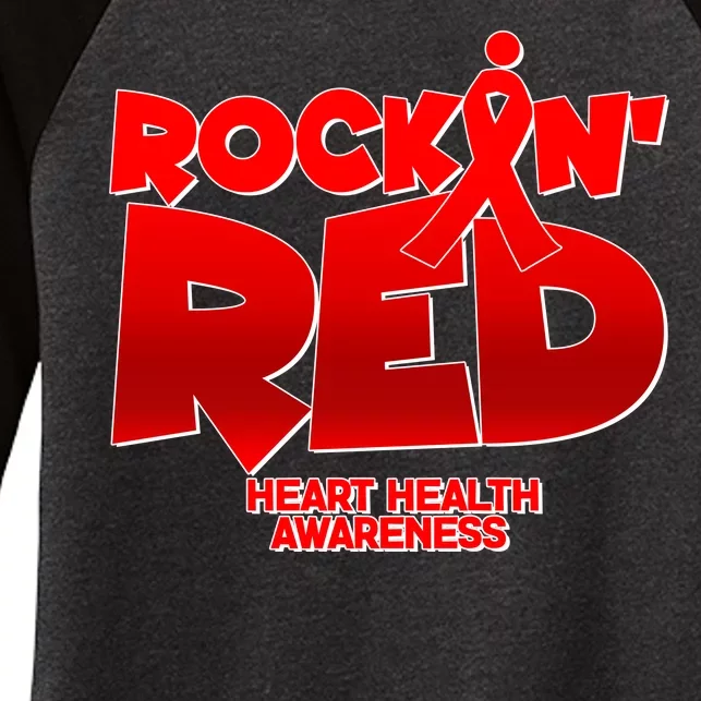 Rockin Red Heart Health Awareness Women's Tri-Blend 3/4-Sleeve Raglan Shirt