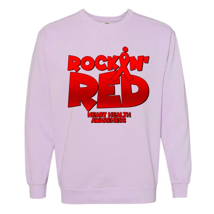 Rockin Red Heart Health Awareness Garment-Dyed Sweatshirt